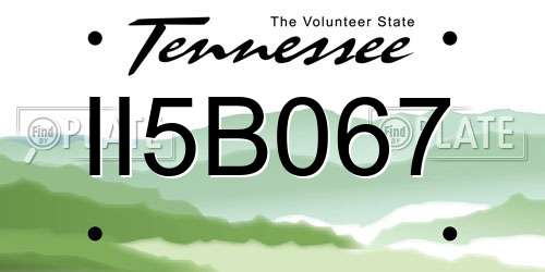II5B067 Tennessee License Plate
