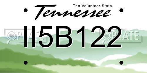 II5B122 Tennessee License Plate
