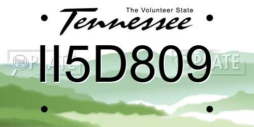 II5D809 Tennessee License Plate