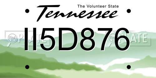 II5D876 Tennessee License Plate