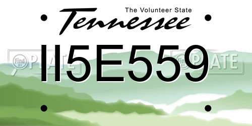 II5E559 Tennessee License Plate