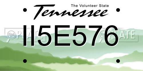 II5E576 Tennessee License Plate