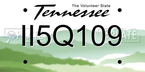 II5Q109 Tennessee License Plate