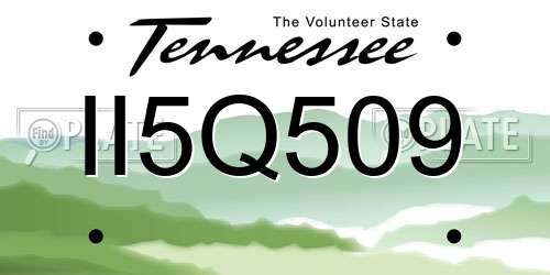 II5Q509 Tennessee License Plate