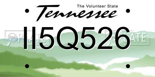 II5Q526 Tennessee License Plate