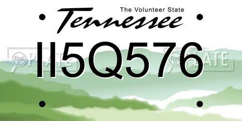II5Q576 Tennessee License Plate