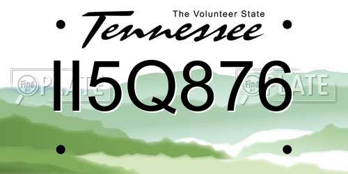 II5Q876 Tennessee License Plate