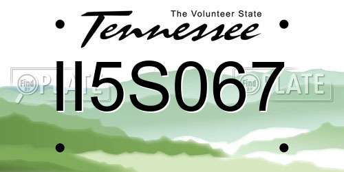 II5S067 Tennessee License Plate