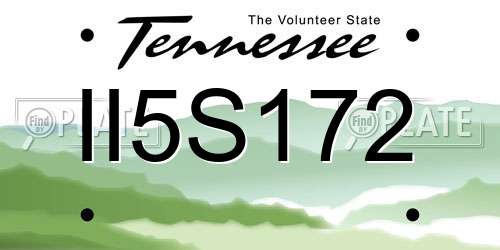 II5S172 Tennessee License Plate
