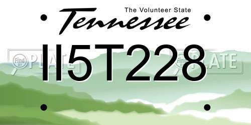 II5T228 Tennessee License Plate