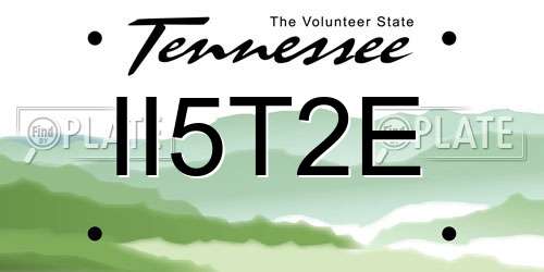 II5T2E Tennessee License Plate