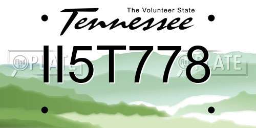 II5T778 Tennessee License Plate