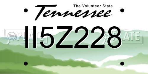 II5Z228 Tennessee License Plate