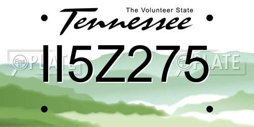 II5Z275 Tennessee License Plate