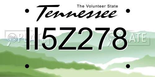II5Z278 Tennessee License Plate