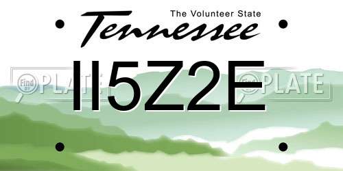 II5Z2E Tennessee License Plate