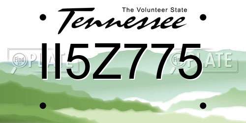 II5Z775 Tennessee License Plate