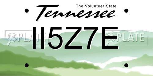 II5Z7E Tennessee License Plate