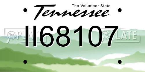 II68107 Tennessee License Plate