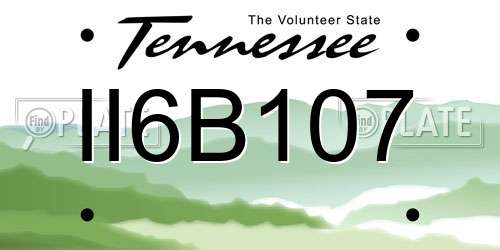 II6B107 Tennessee License Plate