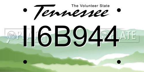 II6B944 Tennessee License Plate