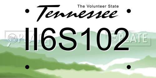 II6S102 Tennessee License Plate