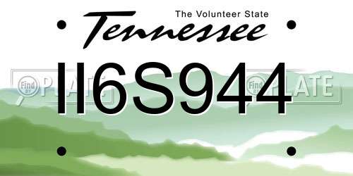 II6S944 Tennessee License Plate