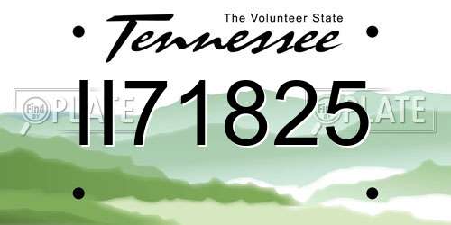 II71825 Tennessee License Plate