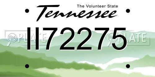 II72275 Tennessee License Plate
