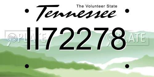 II72278 Tennessee License Plate