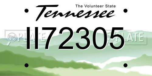 II72305 Tennessee License Plate