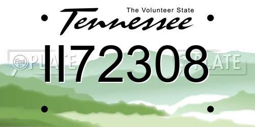 II72308 Tennessee License Plate