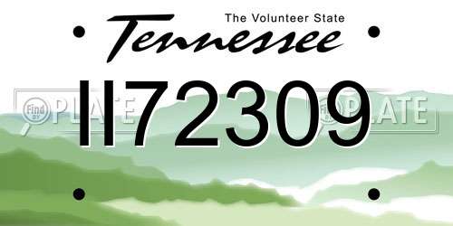 II72309 Tennessee License Plate