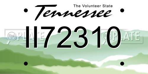 II72310 Tennessee License Plate