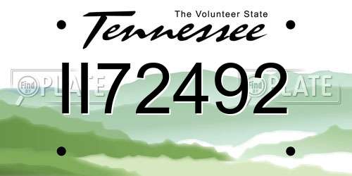 II72492 Tennessee License Plate