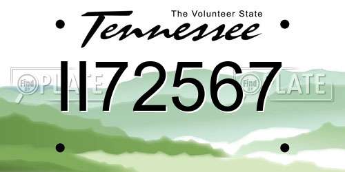 II72567 Tennessee License Plate