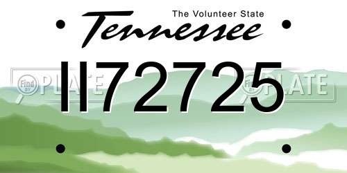 II72725 Tennessee License Plate