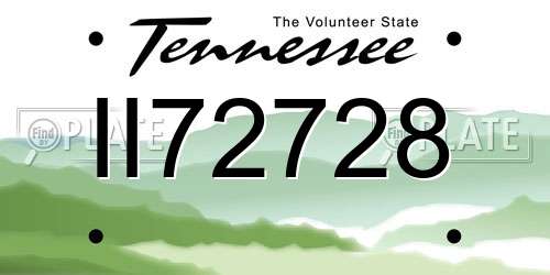 II72728 Tennessee License Plate