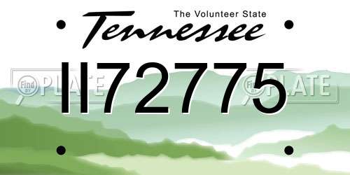 II72775 Tennessee License Plate