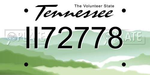 II72778 Tennessee License Plate