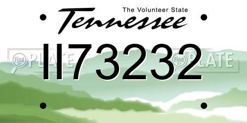 II73232 Tennessee License Plate