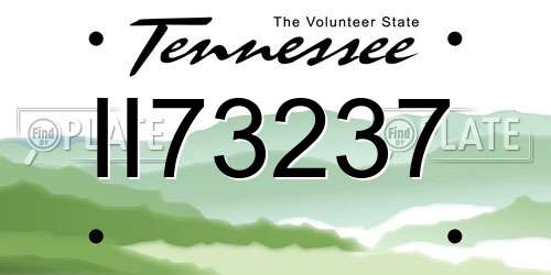 II73237 Tennessee License Plate