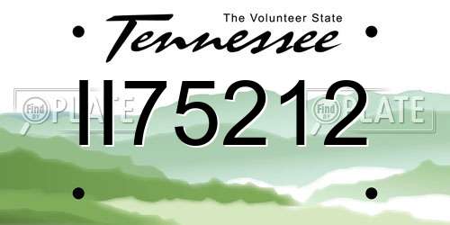 II75212 Tennessee License Plate