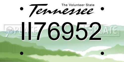 II76952 Tennessee License Plate