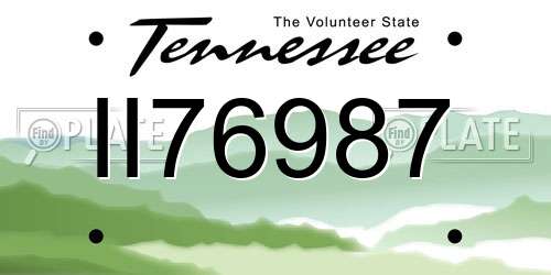 II76987 Tennessee License Plate