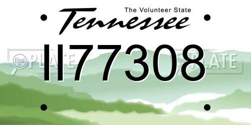 II77308 Tennessee License Plate