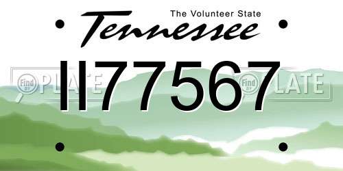 II77567 Tennessee License Plate