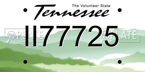 II77725 Tennessee License Plate