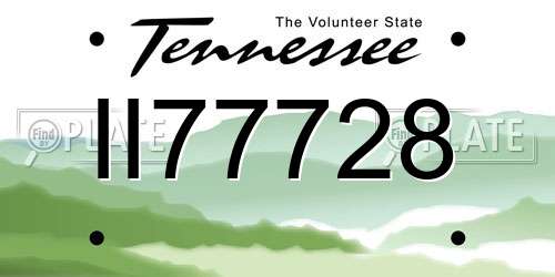 II77728 Tennessee License Plate
