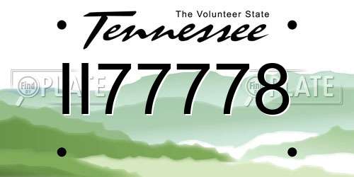 II77778 Tennessee License Plate